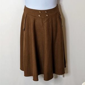 Zomihoyang Camel Brown Wool Blend Full Midi Skirt W/Elastic Waist Size Med NWT